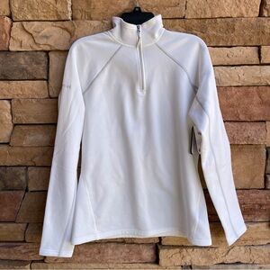 Marmot white 1/2 zip fleece lined long sleeve active top Women Large NWT